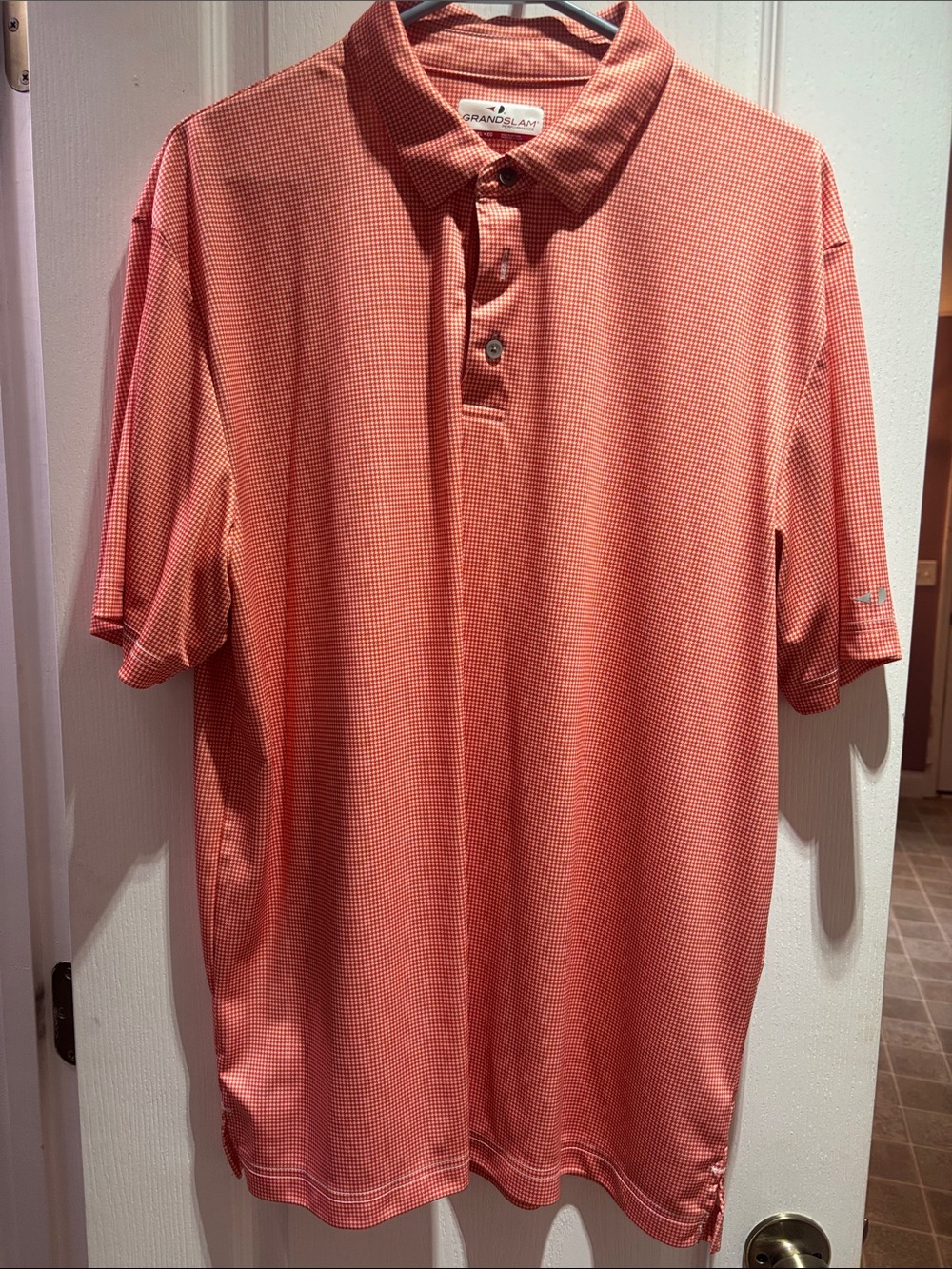 Grand Slam Men's Orange Micro-Check Polo